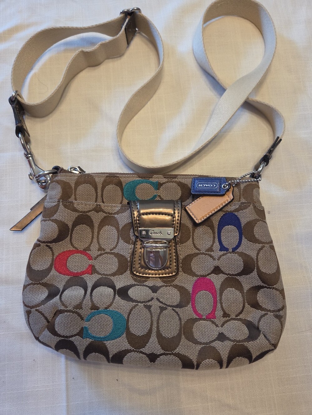 Coach Poppy Small Signature Crossbody with Multicolor 'C' Accents